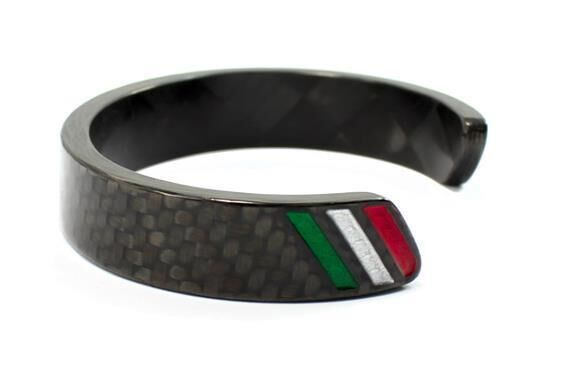 Armband Carbon schwarz Italian stripe 70mm