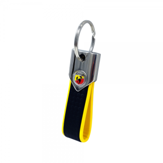 Abarth Schlüsselanhänger gelb Carbonlook Logo Original Merchandising
