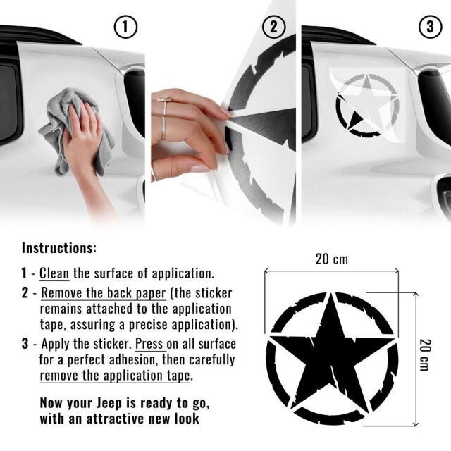 Jeep Aufkleber Stern schwarz matt Original Merchandising