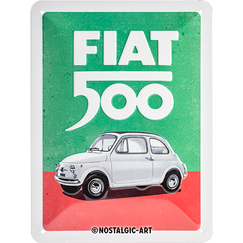 Fiat 500 Italian Blechschild 15x20cm Original Merchandising