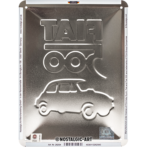 Fiat 500 Italian Blechschild 15x20cm Original Merchandising