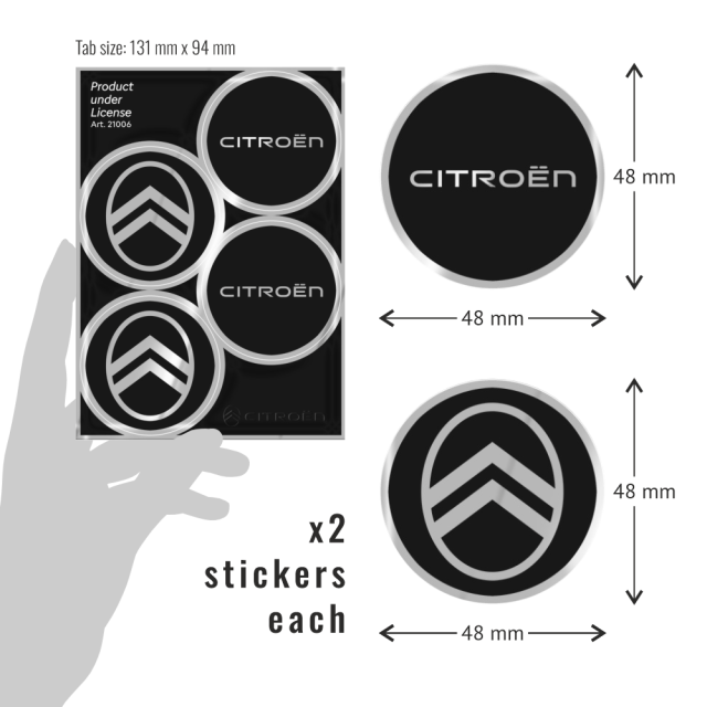 Citroen Chrome Tabs Aufkleber Logo neu 4er Set schwarz...